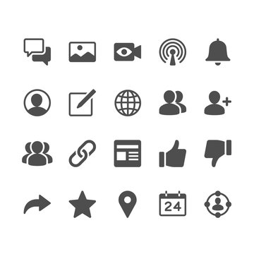 Social network glyph icons