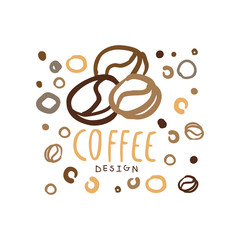 Hand drawn original logo with coffee beans