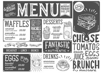 Brunch menu restaurant, food template.