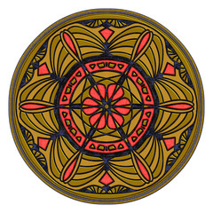Festive red, blue and golden ornament