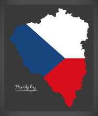 Obraz premium Plzensky kraj map of the Czech Republic with national flag illustration