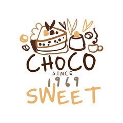 Choco sweets shop hand drawn original logo design