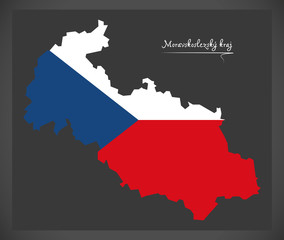Moravskoslezsky kraj map of the Czech Republic with national flag illustration