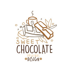 Choco sweets shop hand drawn logo template design