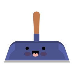 kawaii hand dustpan with wooden stick in colorful silhouette