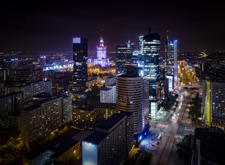 Fototapeta Centrum Warszawy nocą obraz