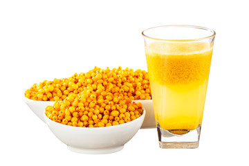 Sea-buckthorn on a white background