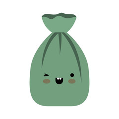 kawaii garbage bag tied in colorful silhouette