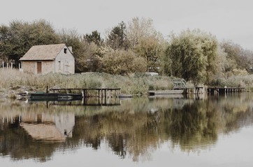Fototapeta na wymiar retro river lake landscape