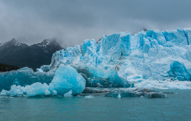 Fototapeta na wymiar Blue ice detail in Perito Moreno glacier