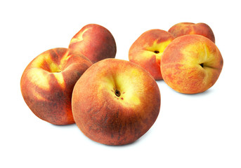 tasty juicy peaches on a white background