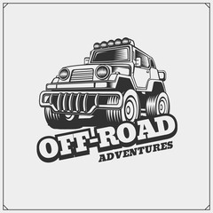 Off-road suv car emblem. Safari label. © malashkos