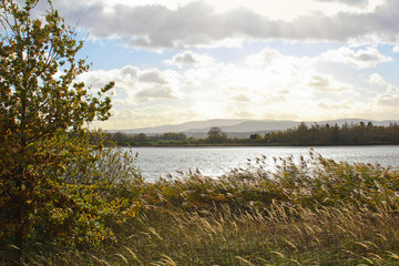 View to pond and hill Klet. Czech landscape
