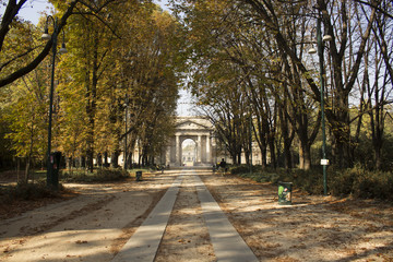 the park Sempione in Milan in a sunny autumn day