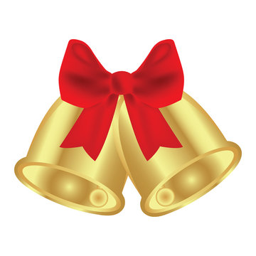 Christmas bells with red bow 