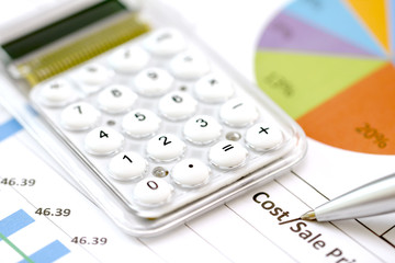 close up of the modern white calculator