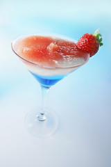 red white and bluetasty ice cocktail with strawberry