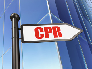 Fototapeta premium Health concept: sign CPR on Building background, 3D rendering