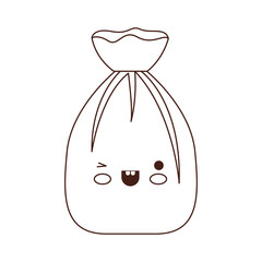 kawaii garbage bag tied in brown silhouette