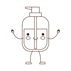 kawaii cartoon liquid soap bottle dispenser in brown silhouette