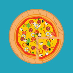 Vector Illustration. Isolated pizza, traditional ingredients for the pizza.