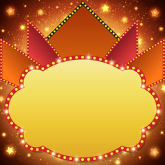 Retro stage shining banner background