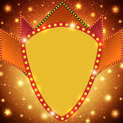 Retro stage shining banner background