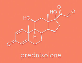 Prednisolone corticosteroid drug molecule. Skeletal formula.