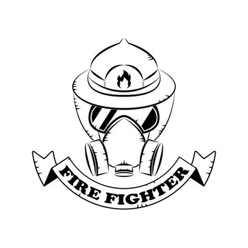 firefighters logo vector black in white