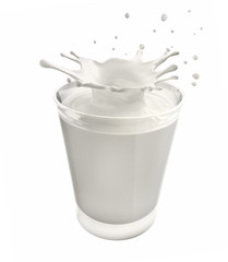 Milchglas freigestellt vor Weiß
