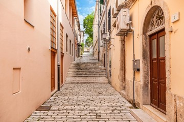 Fototapeta na wymiar Pula, Croatia. View of the street in old town area of the city.
