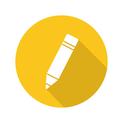Pencil with eraser. Flat design long shadow glyph icon