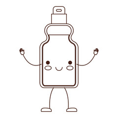 kawaii cartoon detergent bottle in brown silhouette