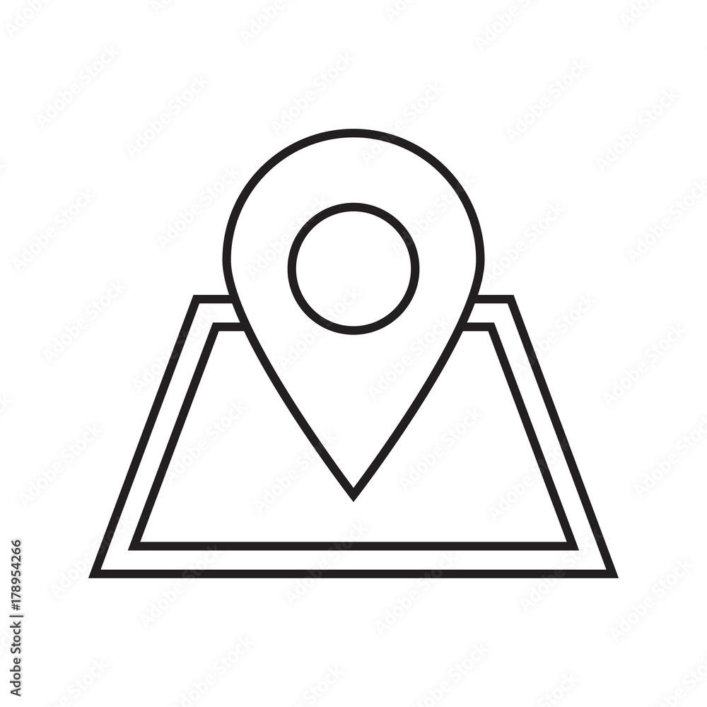 Poster building location pinpoint linear icon