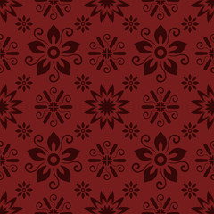Seamless red floral  pattern,  vector. Endless texture can be used for wallpaper, pattern fills, web page  background,  surface textures and fabrics.