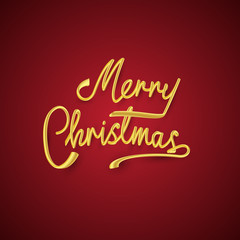 Gold Merry Christmas text and New Year Xmas background.