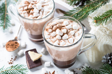 Christmas hot chocolate or cocoa with marshmallow.