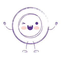 kawaii cartoon dish in purple blurred silhouette