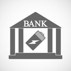 Isolated bank icon with a battery
