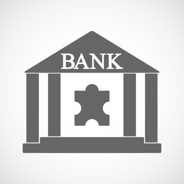 Isolated bank icon with a puzzle piece