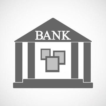 Isolated bank icon with a few photos