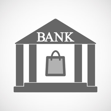 Isolated bank icon with a shopping bag