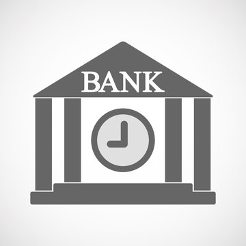Isolated bank icon with a clock
