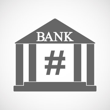 Isolated bank icon with a hash tag
