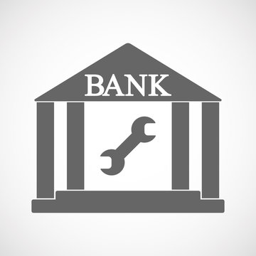 Isolated bank icon with a wrench
