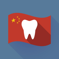 Long shadow China flag with a tooth