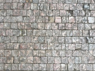 Detail of a textured square bricked pathway 