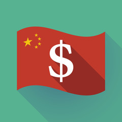 Long shadow China flag with a dollar sign