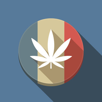 Long shadow France flag with a marijuana leaf
