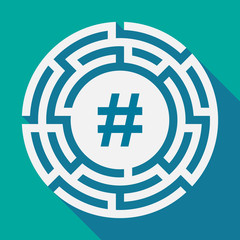 Long shadow labyrinth with a hash tag